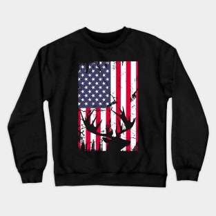 Hunting Hunters Deer USA US American Flag Crewneck Sweatshirt